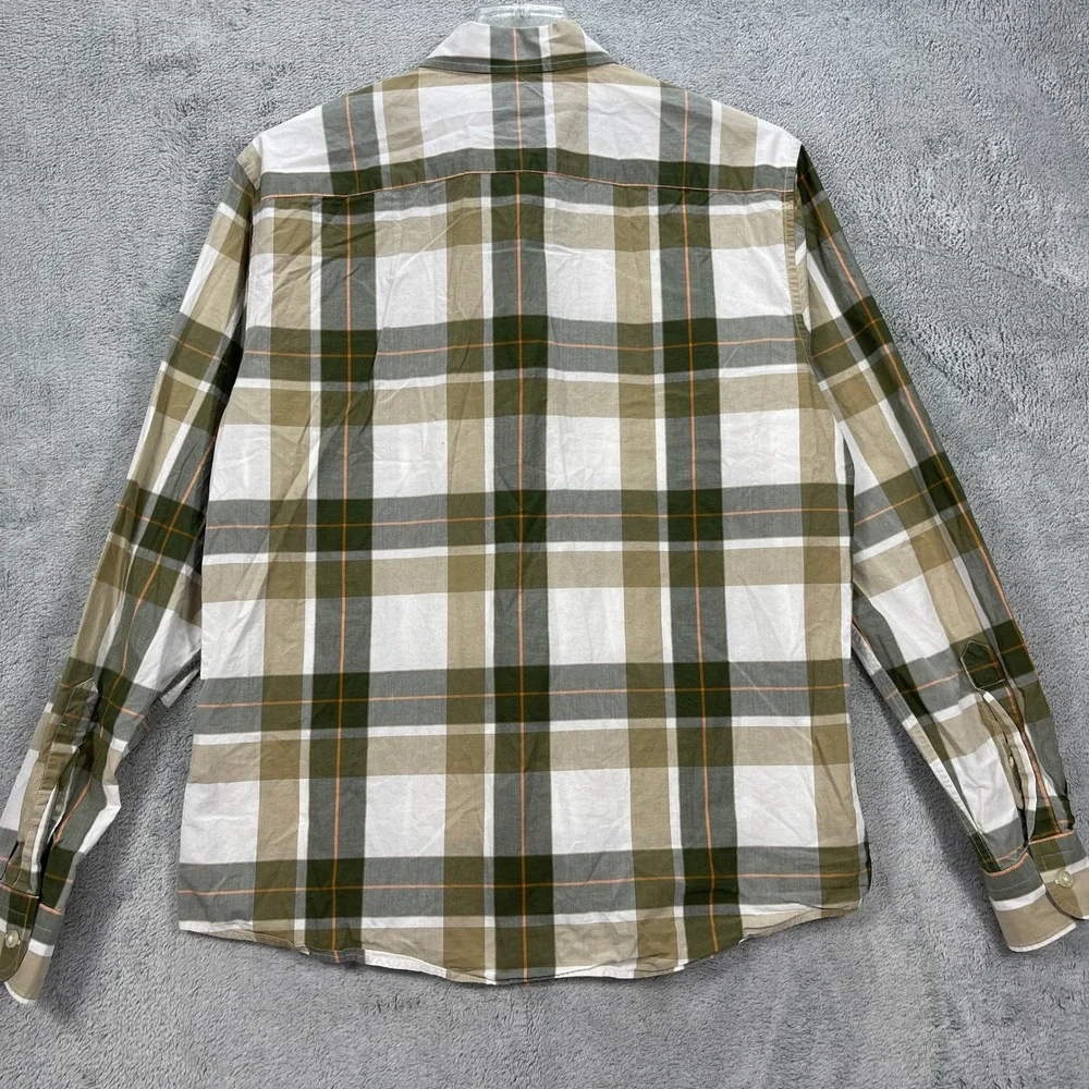 Banana Republic Button Down Mens Medium Green Plaid Slim Fit Long Sleeve Cotton